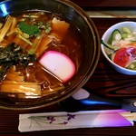 珈琲カンテラ - カレー南蛮そば　サラダ付き