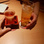 魚民 - 梅酒ソーダ割り、山田錦で乾杯