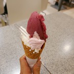 Gelato Ice Dandelion - ぶどうのシャーベットとチーズボンベルモ、おまけのいちご