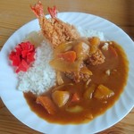 味の駅 沙瓏 - 特製さるなし海老カレー。辛口にしたがサルナシが甘いので辛さは余り感じません。海老フライはサクサク。