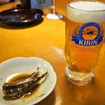 Kinchaku Ya - 大阪湾 真イワシしょうが煮 ＆ 生ビール