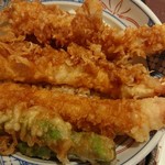 Man Saku Tonami Ten - 江戸前　海老天丼御膳(税込み1382円)