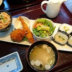 Kushiro Fukutei Kaiteiro Ashino Ten - 櫂梯楼プレート 1,080円(本日のパスタ、巻き寿司、フライ2点、サラダ、味噌汁)