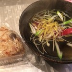 Dining Y&M - H.30.3.28.夜 "うどんスープ 特注のため値段不詳・おにぎり 150円