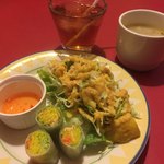 Indian Restaurant Bancha Kakamigahara Ten - アジアンセットの生春巻きとスープ&ドリンク