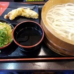 伊予製麺 - 釜揚げうどん大+とり天(税込390円+130円）