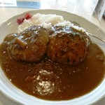 池内食堂 - オヌヌメのハンバーグカレー、今日は大人しく大関なんで具のハンバーグが2個ですがご飯が普通です