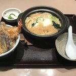 手打そば はなと - 鍋焼きうどん ミニ天丼