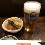 鳥々屋 - お通しと生ビール