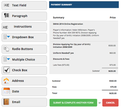 Teampage online registration