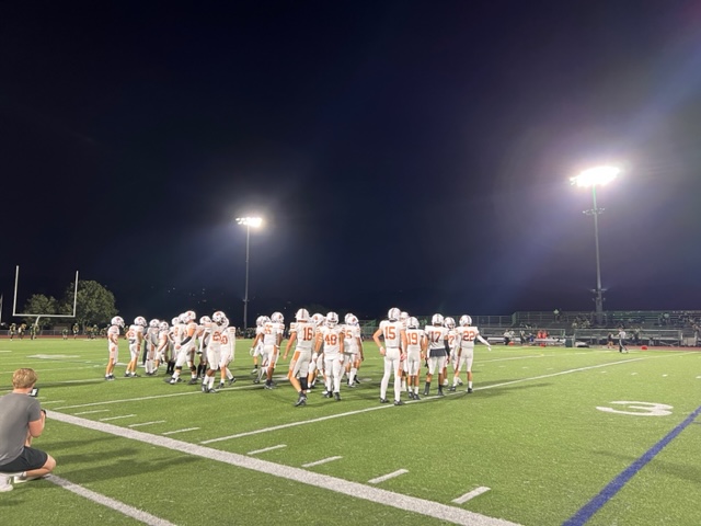 Castaics varsity team getting ready to start the second half of their game against Royal At Canyon High School on Friday, Aug. 25.