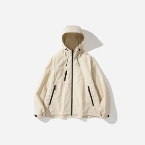 Uniform Bridge - 3 POCKET HOODED WIND JACKET - LIGHT BEIGE -  - Main Front View