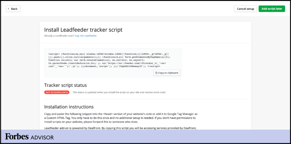 Pipedrive Web Visitors Add-on Setup Process