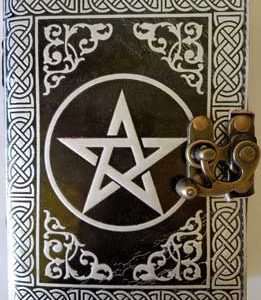 Black/ Silver Pentagram Leather Blank Book W/ Latch