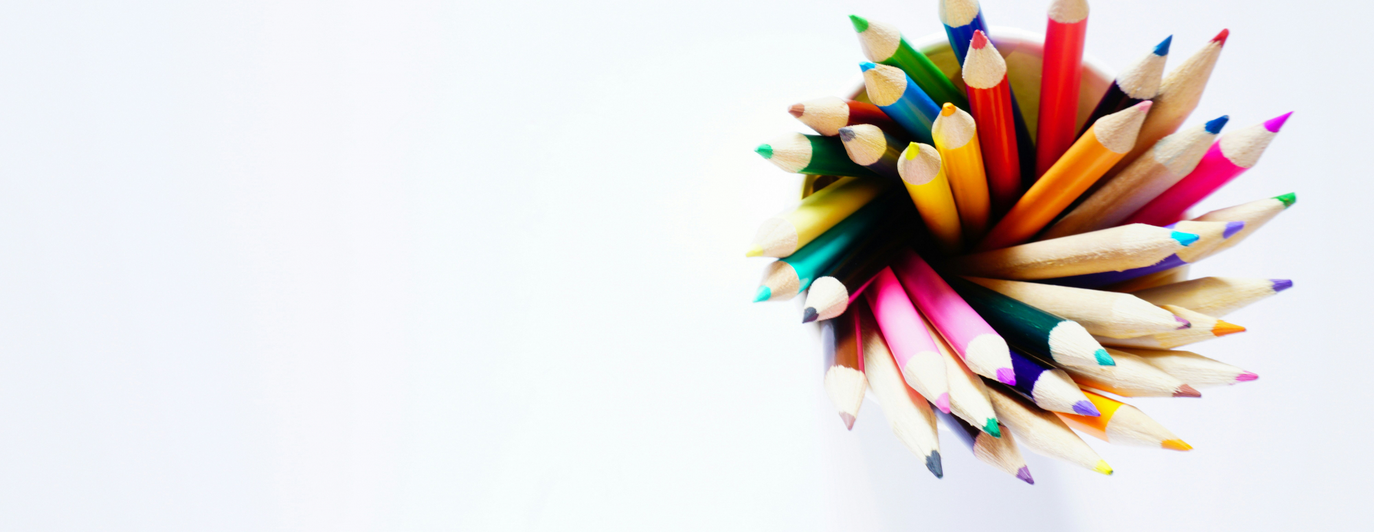 Coloured pencils in a pot