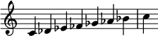 
{
\override Score.TimeSignature #'stencil = ##f
\relative c' {
  \clef treble
  \time 7/4 c4 des es fes ges aes bes c
} }
