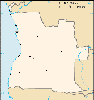 Angola elhelyezkedése