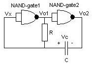 Đa hài lập bằng 2 cổng NAND cho ra xung vuông