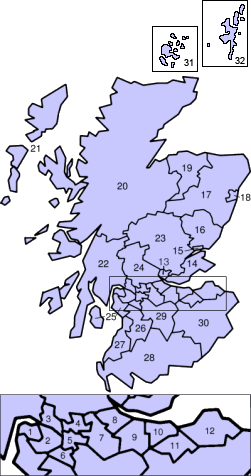 Karta administrativne podjele Škotske
