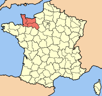 Карта Франції з позначенням регіону Нижня Нормандія