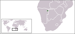 Location of Bushmanland (green) within South West Africa (grey).