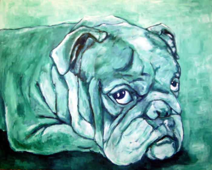 links Sad Dog (Acryl auf Leinwand) 2008.