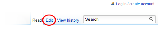 Screenshot of the top-right corner of a Wikipedia page. The "Edit" link is highlighted.