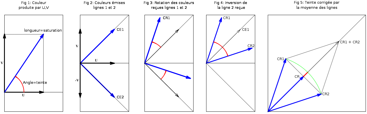 Description de la correction des erreurs de teinte en PAL