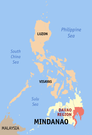Filipinler haritasında Bölge XI'deki DAVAO BÖLGESİ'nin yeri gösteriliyor.