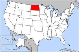 Mapa ning United States with North Dakota highlighted