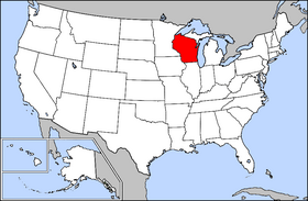 Mapa ning United States with Wisconsin highlighted