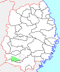 衣川村の県内位置図