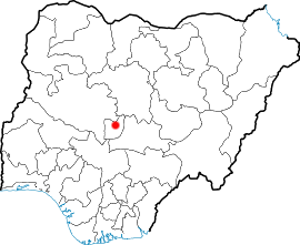 Peta Nigeria yang menunjukkan lokasi Abuja di tengah Nigeria.