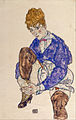 "Portree istuvast kunstniku naisest, kes hoiab oma paremat jalga" (1917)