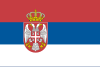 Flag of Serbia: A horizontal tricolour of red, blue. and white, with the lesser coat of arms