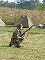 Reenactor dressed as an Allied soldier from World War II