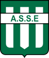 Ecu à rayures verticales blanches et vertes barrées d'un bandeau « ASSE »