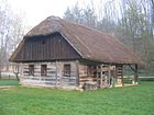 Corner post construction in an open-air museum in Slovenia