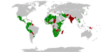 图中绿色为承认阿拉伯撒哈拉民主共和國的国家