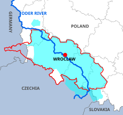   Austrian Silesia, before 1740 Prussian annexation   Prussian Silesia, 1871   Oder River Base map shows modern national borders.