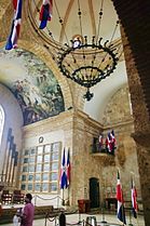 Dominican flags at the National Pantheon of the Dominican Republic