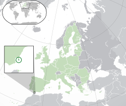 Location of Gibraltar (dark green) – in Europe (green & dark grey) – in the European Union (green)