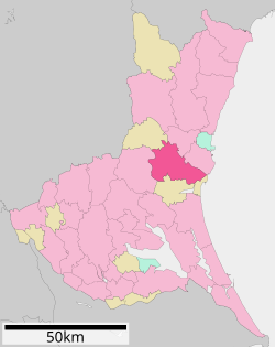 Vị trí Mito trên bản đồ tỉnh Ibaraki
