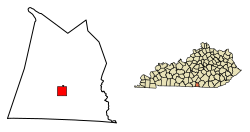 Location of Albany in Clinton County, Kentucky.