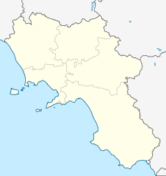 Mapa konturowa Kampanii, u góry nieco na lewo znajduje się punkt z opisem „San Gregorio Matese”