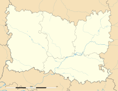 Mapa konturowa Oise, u góry po prawej znajduje się punkt z opisem „Amy”