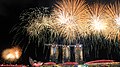 Image 10Fireworks over the Marina Bay skyline following the conclusion of the 2015 National Day Parade on 9 August 2015. (from History of Singapore)