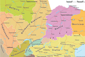 Provinces romaines des Alpes vers 150 ap. J.-C.