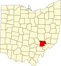 Locatie van Morgan County in Ohio