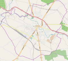 Mapa konturowa Sierpca, blisko centrum po lewej na dole znajduje się punkt z opisem „Sierpc”